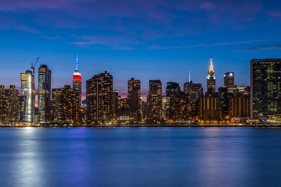 View of Midtown Manhattan at blue hour from Long Island City, Queens on Labor Day. Credit to Winston Tan